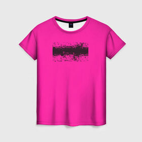 Женская футболка 3D с принтом Гранж розовый в Санкт-Петербурге, 100% полиэфир ( синтетическое хлопкоподобное полотно) | прямой крой, круглый вырез горловины, длина до линии бедер | кислотные костюмы | кислотные цвета | неон | флуоресцентные принты