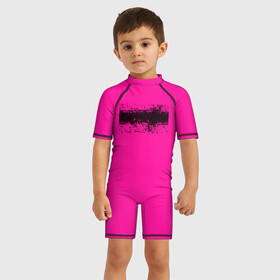 Детский купальный костюм 3D с принтом Гранж розовый в Санкт-Петербурге, Полиэстер 85%, Спандекс 15% | застежка на молнии на спине | кислотные костюмы | кислотные цвета | неон | флуоресцентные принты