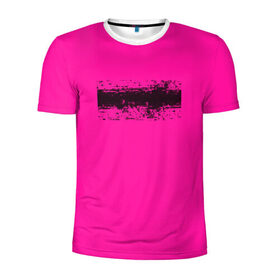 Мужская футболка 3D спортивная с принтом Гранж розовый в Санкт-Петербурге, 100% полиэстер с улучшенными характеристиками | приталенный силуэт, круглая горловина, широкие плечи, сужается к линии бедра | кислотные костюмы | кислотные цвета | неон | флуоресцентные принты