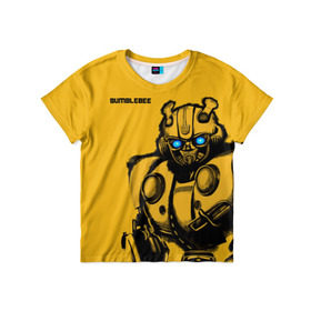 Детская футболка 3D с принтом BUMBLEBEE в Санкт-Петербурге, 100% гипоаллергенный полиэфир | прямой крой, круглый вырез горловины, длина до линии бедер, чуть спущенное плечо, ткань немного тянется | Тематика изображения на принте: bumblebee | автобот | бамблби | герой | камаро | прайм | робот | трансформеры | фильм | шевроле