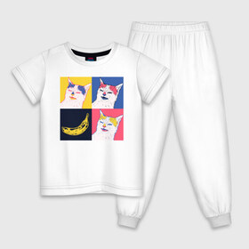 Детская пижама хлопок с принтом BanaNO в Санкт-Петербурге, 100% хлопок |  брюки и футболка прямого кроя, без карманов, на брюках мягкая резинка на поясе и по низу штанин
 | cat | абстракция | банан | бананы | кот | котики | прикол | прикольная | хлопок