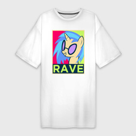 Платье-футболка хлопок с принтом DJ Pon 3 RAVE в Санкт-Петербурге,  |  | dj pon 3 | mlp | my little pony | pony | rave | vinyl scratch | винил скрэтч | млп | мой маленький пони | пони | рейв