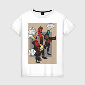 Женская футболка хлопок с принтом hellboy в Санкт-Петербурге, 100% хлопок | прямой крой, круглый вырез горловины, длина до линии бедер, слегка спущенное плечо | heroes | super | супергерой | хелбой | хеллбой