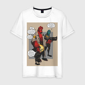 Мужская футболка хлопок с принтом hellboy в Санкт-Петербурге, 100% хлопок | прямой крой, круглый вырез горловины, длина до линии бедер, слегка спущенное плечо. | Тематика изображения на принте: heroes | super | супергерой | хелбой | хеллбой