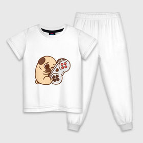 Детская пижама хлопок с принтом Мопс Игроман в Санкт-Петербурге, 100% хлопок |  брюки и футболка прямого кроя, без карманов, на брюках мягкая резинка на поясе и по низу штанин
 | 