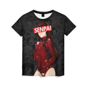 Женская футболка 3D с принтом Anime (Senpai 1) в Санкт-Петербурге, 100% полиэфир ( синтетическое хлопкоподобное полотно) | прямой крой, круглый вырез горловины, длина до линии бедер | ahegao | anime | manga | sempai | senpai | аниме | ахегао | манга | семпай | сенпай