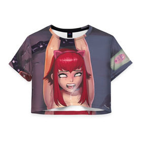 Женская футболка 3D укороченная с принтом Ahegao в Санкт-Петербурге, 100% полиэстер | круглая горловина, длина футболки до линии талии, рукава с отворотами | ahegao | anime | manga | аниме | ахегао | манга