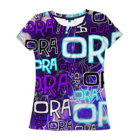 Женская футболка 3D с принтом Ora Ora Ora!!! в Санкт-Петербурге, 100% полиэфир ( синтетическое хлопкоподобное полотно) | прямой крой, круглый вырез горловины, длина до линии бедер | jojo logo | jojo no kimyou na bouken | jojos bizarre adventure | невероятное приключение джоджо