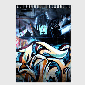 Скетчбук с принтом GRAFFITY в Санкт-Петербурге, 100% бумага
 | 48 листов, плотность листов — 100 г/м2, плотность картонной обложки — 250 г/м2. Листы скреплены сверху удобной пружинной спиралью | graffity | paint | street art | urban | город | граффити | искусство | кирпичи | краски | рисунки | стена | улицы | уличное искусство