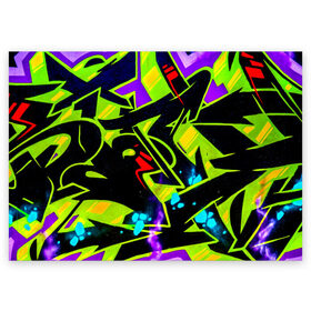 Поздравительная открытка с принтом Кислотное Граффити в Санкт-Петербурге, 100% бумага | плотность бумаги 280 г/м2, матовая, на обратной стороне линовка и место для марки
 | graffity | paint | street art | urban | город | граффити | искусство | кирпичи | краски | рисунки | стена | улицы | уличное искусство