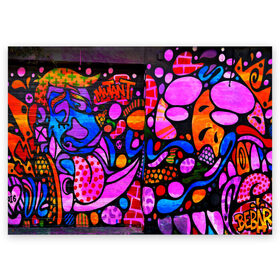 Поздравительная открытка с принтом Неоновое граффити в Санкт-Петербурге, 100% бумага | плотность бумаги 280 г/м2, матовая, на обратной стороне линовка и место для марки
 | Тематика изображения на принте: grafity | paint | street art | urban | город | граффити | искусство | кирпичи | краски | рисунки | стена | улицы | уличное искусство