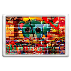 Магнит 45*70 с принтом Милый Зверёк Граффити в Санкт-Петербурге, Пластик | Размер: 78*52 мм; Размер печати: 70*45 | grafity | paint | street art | urban | город | граффити | искусство | кирпичи | краски | рисунки | стена | улицы | уличное искусство