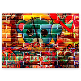 Поздравительная открытка с принтом Милый Зверёк Граффити в Санкт-Петербурге, 100% бумага | плотность бумаги 280 г/м2, матовая, на обратной стороне линовка и место для марки
 | Тематика изображения на принте: grafity | paint | street art | urban | город | граффити | искусство | кирпичи | краски | рисунки | стена | улицы | уличное искусство