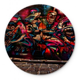 Коврик круглый с принтом disquared urban graffity в Санкт-Петербурге, резина и полиэстер | круглая форма, изображение наносится на всю лицевую часть | grafity | paint | street art | urban | город | граффити | искусство | кирпичи | краски | рисунки | стена | улицы | уличное искусство
