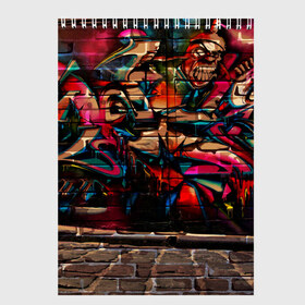 Скетчбук с принтом disquared urban graffity в Санкт-Петербурге, 100% бумага
 | 48 листов, плотность листов — 100 г/м2, плотность картонной обложки — 250 г/м2. Листы скреплены сверху удобной пружинной спиралью | grafity | paint | street art | urban | город | граффити | искусство | кирпичи | краски | рисунки | стена | улицы | уличное искусство