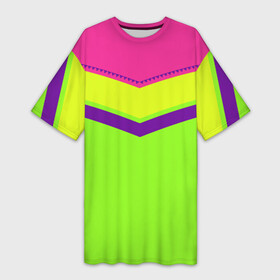 Платье-футболка 3D с принтом Цветные треугольники_ салатовы в Санкт-Петербурге,  |  | кислотные костюмы | кислотные цвета | неон | флуоресцентные принты