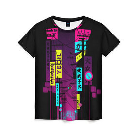 Женская футболка 3D с принтом Неоновый город в Санкт-Петербурге, 100% полиэфир ( синтетическое хлопкоподобное полотно) | прямой крой, круглый вырез горловины, длина до линии бедер | кислотные костюмы | кислотные цвета | неон | флуоресцентные принты