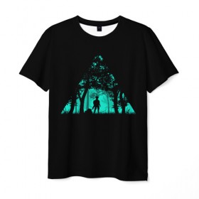 Мужская футболка 3D с принтом Таинственный лес в Санкт-Петербурге, 100% полиэфир | прямой крой, круглый вырез горловины, длина до линии бедер | кислотные костюмы | кислотные цвета | неон | флуоресцентные принты