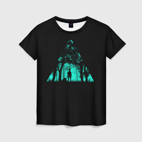 Женская футболка 3D с принтом Таинственный лес в Санкт-Петербурге, 100% полиэфир ( синтетическое хлопкоподобное полотно) | прямой крой, круглый вырез горловины, длина до линии бедер | кислотные костюмы | кислотные цвета | неон | флуоресцентные принты
