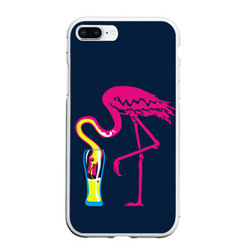 Чехол для iPhone 7Plus/8 Plus матовый с принтом Кислотный фламинго в Санкт-Петербурге, Силикон | Область печати: задняя сторона чехла, без боковых панелей | кислотные костюмы | кислотные цвета | неон | флуоресцентные принты