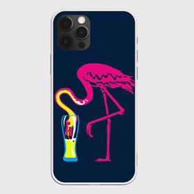 Чехол для iPhone 12 Pro с принтом Кислотный фламинго в Санкт-Петербурге, силикон | область печати: задняя сторона чехла, без боковых панелей | кислотные костюмы | кислотные цвета | неон | флуоресцентные принты