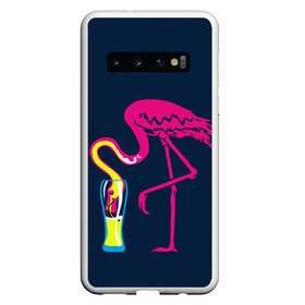 Чехол для Samsung Galaxy S10 с принтом Кислотный фламинго в Санкт-Петербурге, Силикон | Область печати: задняя сторона чехла, без боковых панелей | кислотные костюмы | кислотные цвета | неон | флуоресцентные принты