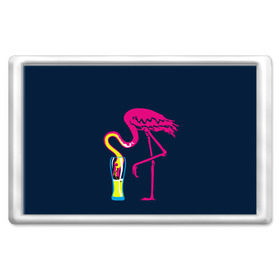 Магнит 45*70 с принтом Кислотный фламинго в Санкт-Петербурге, Пластик | Размер: 78*52 мм; Размер печати: 70*45 | кислотные костюмы | кислотные цвета | неон | флуоресцентные принты