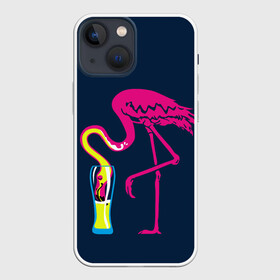 Чехол для iPhone 13 mini с принтом Кислотный фламинго в Санкт-Петербурге,  |  | кислотные костюмы | кислотные цвета | неон | флуоресцентные принты