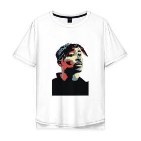 Мужская футболка хлопок Oversize с принтом THUG 2pac в Санкт-Петербурге, 100% хлопок | свободный крой, круглый ворот, “спинка” длиннее передней части | 2pac | gansta | hip hop | oldschool | thug | гангстер | рэп | тупак | хип хоп