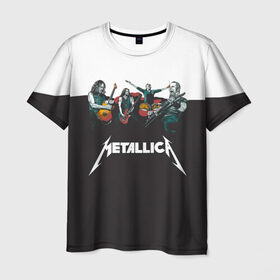 Мужская футболка 3D с принтом Metallica в Санкт-Петербурге, 100% полиэфир | прямой крой, круглый вырез горловины, длина до линии бедер | metallica | барабаны | гитары | дэйвмастейн | метал | металисты | металлика | неформалы | рок | рокеры