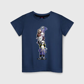 Детская футболка хлопок с принтом Скелетики в Санкт-Петербурге, 100% хлопок | круглый вырез горловины, полуприлегающий силуэт, длина до линии бедер | sans | undertale | азриэль | андайн | гастер | надоедливая собака | папирус | санс | скелет | сноудрейк