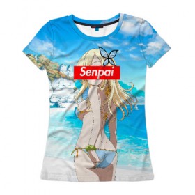Женская футболка 3D с принтом Anime (Senpai 3) в Санкт-Петербурге, 100% полиэфир ( синтетическое хлопкоподобное полотно) | прямой крой, круглый вырез горловины, длина до линии бедер | ahegao | anime | manga | sempai | senpai | аниме | ахегао | манга | семпай | сенпай