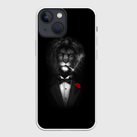 Чехол для iPhone 13 mini с принтом Лев в Санкт-Петербурге,  |  | арт | бабочка | грива | дым | животное | костюм | лев | минимализм | роза | смокинг | хищник | царь зверей