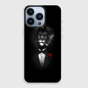 Чехол для iPhone 13 Pro с принтом Лев в Санкт-Петербурге,  |  | арт | бабочка | грива | дым | животное | костюм | лев | минимализм | роза | смокинг | хищник | царь зверей