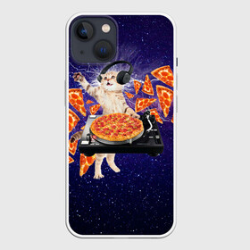 Чехол для iPhone 13 с принтом Пицца   Кот в Санкт-Петербурге,  |  | cat | galaxy | lightning | pizza | грозовой кошак | диджей | космос | кот | котики | котэ | кошак | метеориты | молния | пицца | прикол | приколы с котами | прикольная