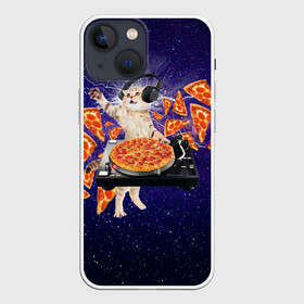 Чехол для iPhone 13 mini с принтом Пицца   Кот в Санкт-Петербурге,  |  | cat | galaxy | lightning | pizza | грозовой кошак | диджей | космос | кот | котики | котэ | кошак | метеориты | молния | пицца | прикол | приколы с котами | прикольная