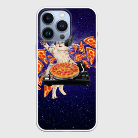 Чехол для iPhone 13 Pro с принтом Пицца   Кот в Санкт-Петербурге,  |  | Тематика изображения на принте: cat | galaxy | lightning | pizza | грозовой кошак | диджей | космос | кот | котики | котэ | кошак | метеориты | молния | пицца | прикол | приколы с котами | прикольная
