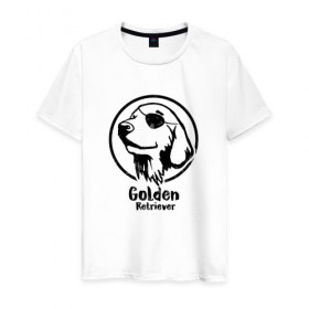 Мужская футболка хлопок с принтом Пират Золотистий ретривер в Санкт-Петербурге, 100% хлопок | прямой крой, круглый вырез горловины, длина до линии бедер, слегка спущенное плечо. | 