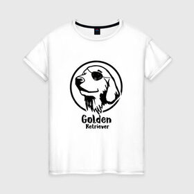 Женская футболка хлопок с принтом Пират Золотистий ретривер в Санкт-Петербурге, 100% хлопок | прямой крой, круглый вырез горловины, длина до линии бедер, слегка спущенное плечо | 