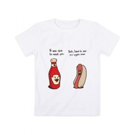 Детская футболка хлопок с принтом Fastfood в Санкт-Петербурге, 100% хлопок | круглый вырез горловины, полуприлегающий силуэт, длина до линии бедер | 