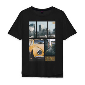 Мужская футболка хлопок Oversize с принтом Enjoy every moment в Санкт-Петербурге, 100% хлопок | свободный крой, круглый ворот, “спинка” длиннее передней части |  коллаж | автомобиль | арт | город | машины