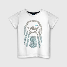 Детская футболка хлопок с принтом Odinn в Санкт-Петербурге, 100% хлопок | круглый вырез горловины, полуприлегающий силуэт, длина до линии бедер | Тематика изображения на принте: good | viking | vikings | бог | викинг | викинги | кельтское | один | плетение | скандинавы | язычник