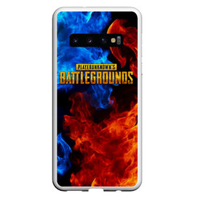 Чехол для Samsung Galaxy S10 с принтом PUBG в Санкт-Петербурге, Силикон | Область печати: задняя сторона чехла, без боковых панелей | Тематика изображения на принте: battlegrounds | playerunknown s | pubg | вода | игра | компьютерная игра | огонь | огонь и вода | пубг | шутер