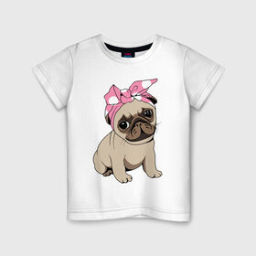 Детская футболка хлопок с принтом Собачка в Санкт-Петербурге, 100% хлопок | круглый вырез горловины, полуприлегающий силуэт, длина до линии бедер | dog | pug | мопс | собака
