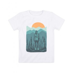 Детская футболка хлопок с принтом Adventure в Санкт-Петербурге, 100% хлопок | круглый вырез горловины, полуприлегающий силуэт, длина до линии бедер | moutains | sun | turism | горы | закат | приключения | природа | тундра | туризм