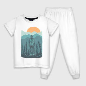 Детская пижама хлопок с принтом Adventure в Санкт-Петербурге, 100% хлопок |  брюки и футболка прямого кроя, без карманов, на брюках мягкая резинка на поясе и по низу штанин
 | moutains | sun | turism | горы | закат | приключения | природа | тундра | туризм