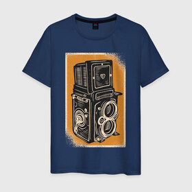 Мужская футболка хлопок с принтом Rolleiflex Камера в Санкт-Петербурге, 100% хлопок | прямой крой, круглый вырез горловины, длина до линии бедер, слегка спущенное плечо. | ретро | фото | фотоаппарат | фотограф | фотокамера