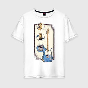 Женская футболка хлопок Oversize с принтом Гитара в Санкт-Петербурге, 100% хлопок | свободный крой, круглый ворот, спущенный рукав, длина до линии бедер
 | guitar | гитара | гитары | музыка | музыкальные инструменты | с гитарой