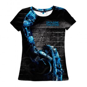 Женская футболка 3D с принтом Imagine Dragons в Санкт-Петербурге, 100% полиэфир ( синтетическое хлопкоподобное полотно) | прямой крой, круглый вырез горловины, длина до линии бедер | dragons | evolve | imagines | imagining | radioactive | вообрази | драгонс | драконов | имеджин | рок | хит