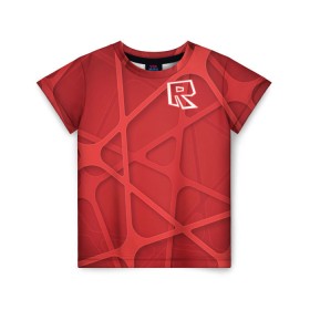 Детская футболка 3D с принтом Roblox в Санкт-Петербурге, 100% гипоаллергенный полиэфир | прямой крой, круглый вырез горловины, длина до линии бедер, чуть спущенное плечо, ткань немного тянется | dynablocks | roblox | robux | белый | блоки | вселенная | герои | красный | кубики | роблокс | симулятор